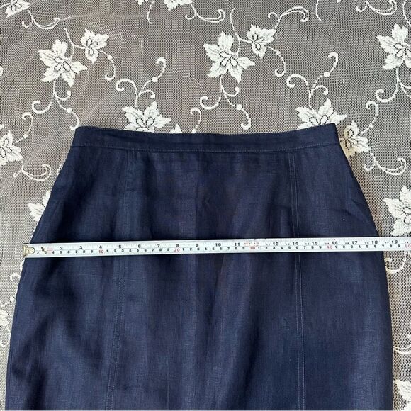 Vintage Guy Laroche Navy flax linen  pencil skirt - Picture 11 of 12